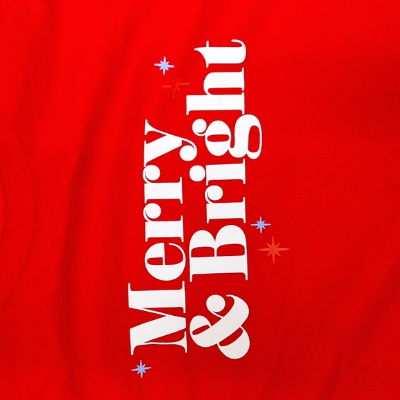 NEW! Women's "Merry & Bright" Holiday Christmas Sweatshirt, Red - Wondershop - Picture 5 of 7